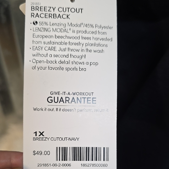 Athleta Navy Breezy Racerback Tank Top NWT! - Picture 5 of 6